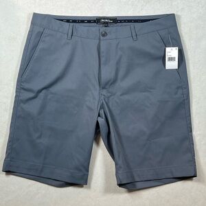NWT Saks Fifth Avenue 42W Steel Gray Performance Wicking Classic Chino Shorts